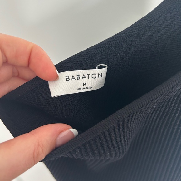 Babaton knit one shoulder cropped tank top in black - Picture 3 of 3